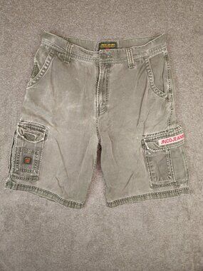 JNCO JEANS Men's Green Distressed Cargo Shorts Tag Size 20 Measure 30x10
